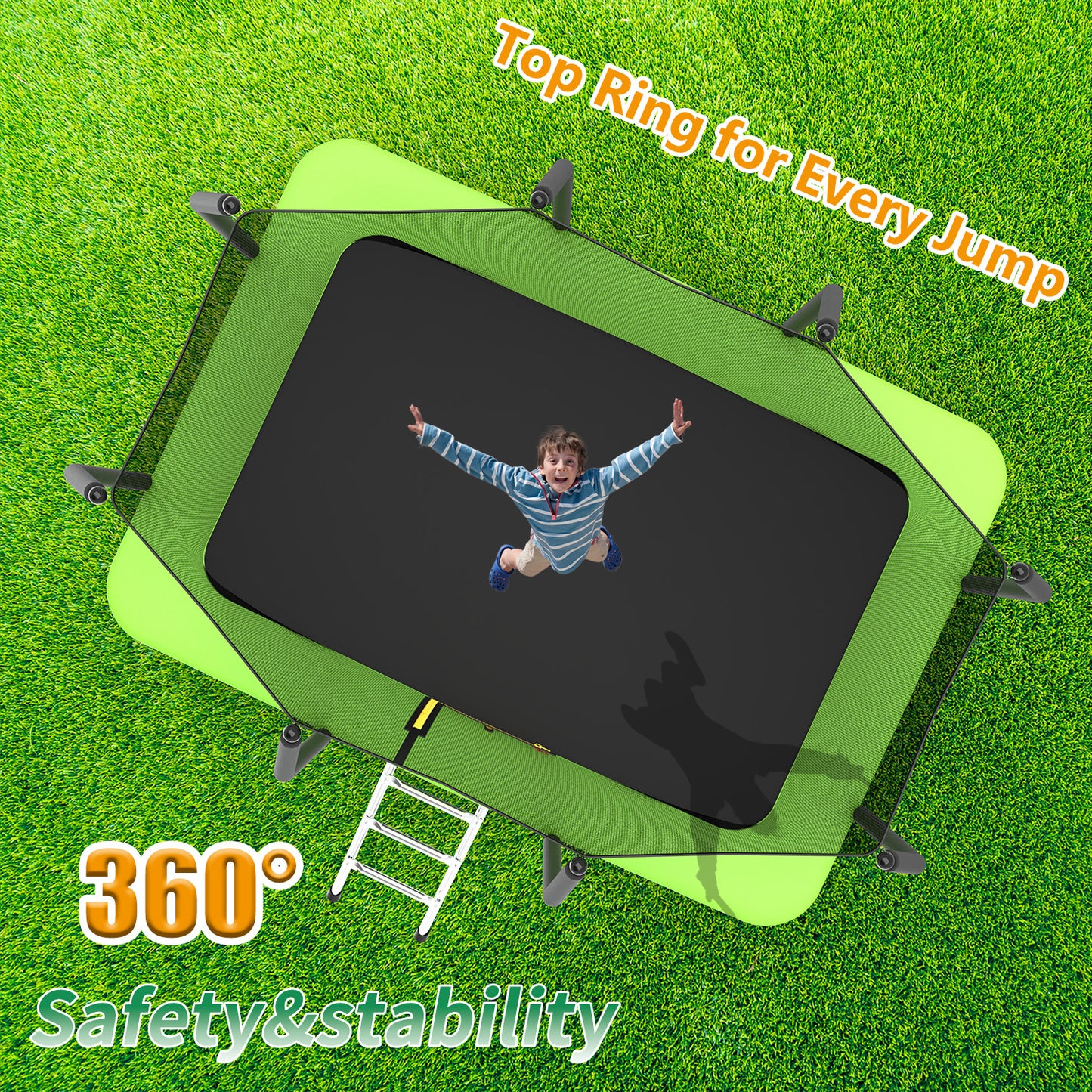 7 ft × 10 ft Rectangular Outdoor Trampoline with Safety Enclosure
