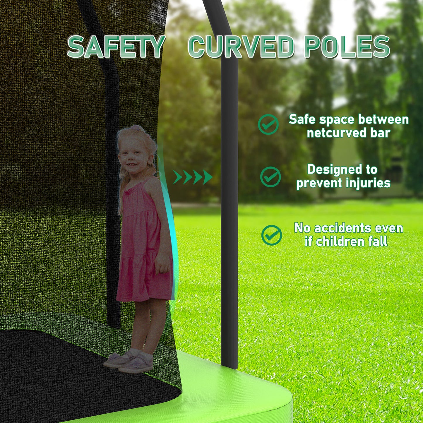 7 ft × 10 ft Rectangular Outdoor Trampoline with Safety Enclosure