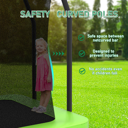7 ft × 10 ft Rectangular Outdoor Trampoline with Safety Enclosure