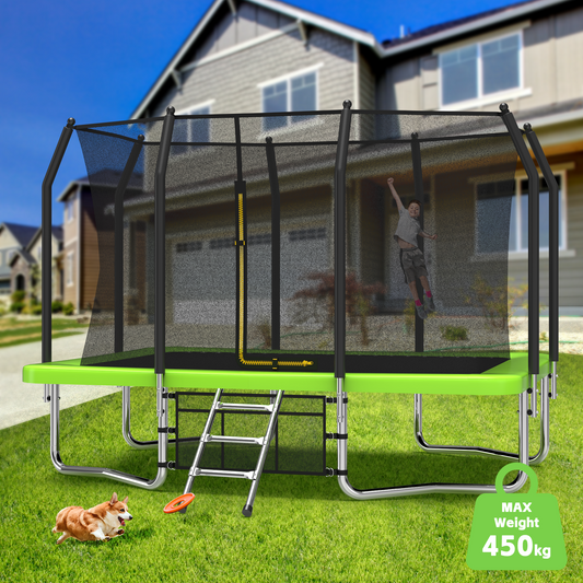 8×11 ft Rectangle Outdoor Trampoline – Safety Enclosure Edition