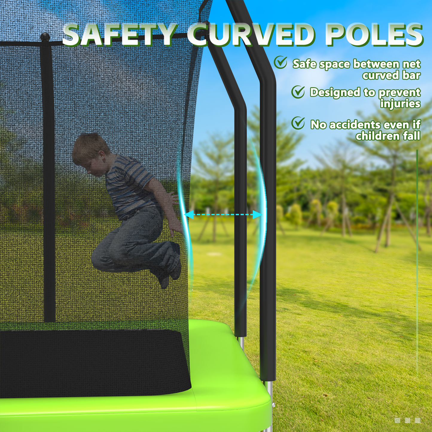 8×11 ft Rectangle Outdoor Trampoline – Safety Enclosure Edition
