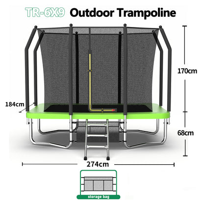 6 ft × 9 ft Rectangular Outdoor Trampoline with Safety Enclosure