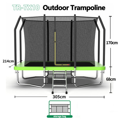 7 ft × 10 ft Rectangular Outdoor Trampoline with Safety Enclosure