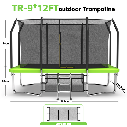 9ft × 12ft Rectangle Trampoline — Premium Outdoor Bounce for Kids & Families