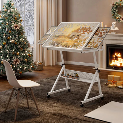 Urban Culture Homes 1500-Piece Jigsaw Puzzle Table with Metal Base & 4 Storage Trays | Adjustable Height & Angle
