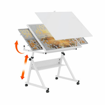 Urban Culture Homes 1500-Piece Jigsaw Puzzle Table with Metal Base & 4 Storage Trays | Adjustable Height & Angle