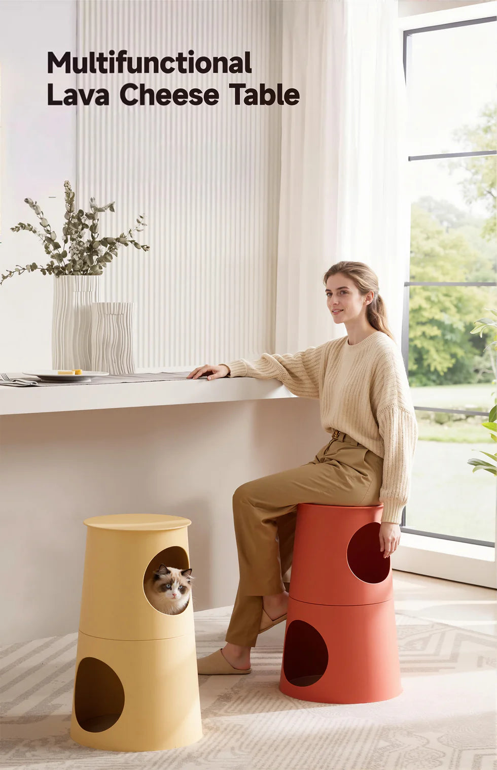 Multi-Functional Pet Cabin Side Table | Bar Stool Cat House 68cm