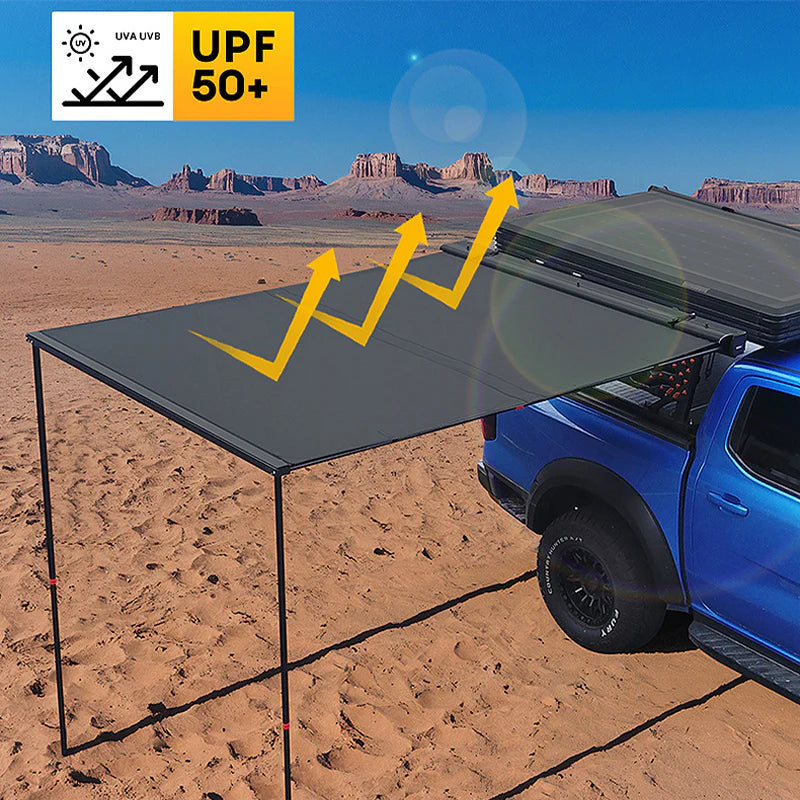 Aluminum Alloy Black Rubber Canopy on the Side, SUV Outdoor Quick Opening, Side Fan-Shaped Tent