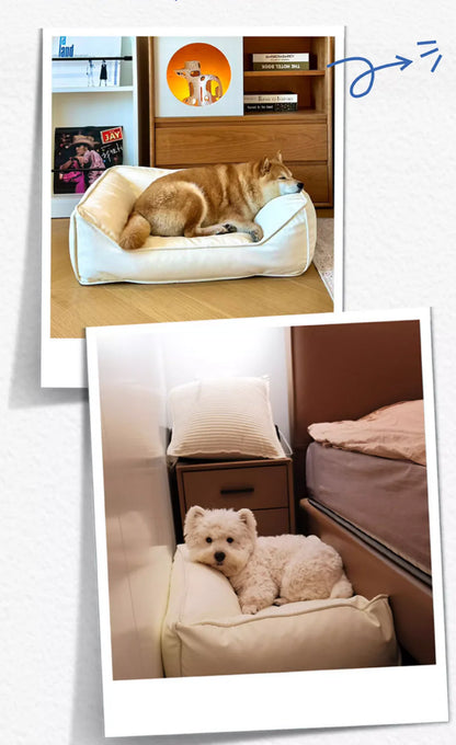 CasaDosa Pet Sofa Dog Bed Cat Couch Portable Comfortable Scratches Leather Four Seasons Use