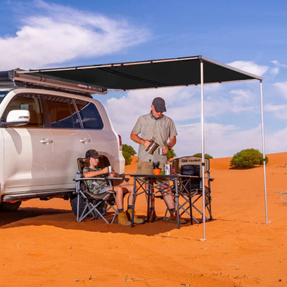 Car Side Tent SUV Side Sunshade Rain Proof Canopy – Black Rubber Coating, Leather Bag Style, Level 7 Wind Resistant