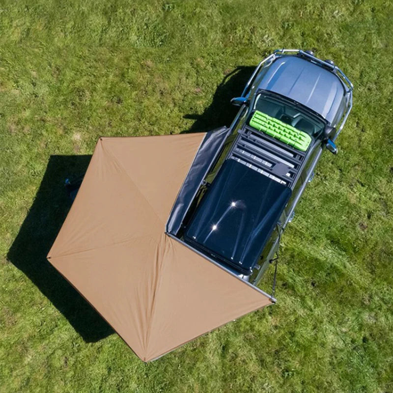 Outdoor Camping Wind 270° Fan-Shaped Car Side Tent – Waterproof Oxford Cloth, Sunshade and Rain Proof, Car Camping Tent