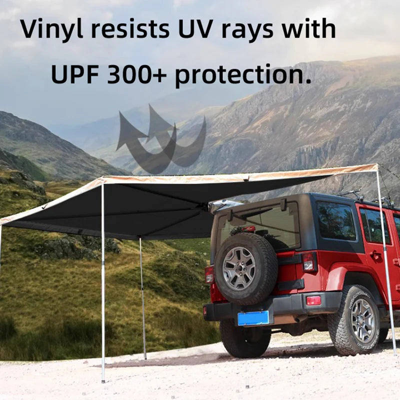 Outdoor Camping Wind 270° Fan-Shaped Car Side Tent – Waterproof Oxford Cloth, Sunshade and Rain Proof, Car Camping Tent