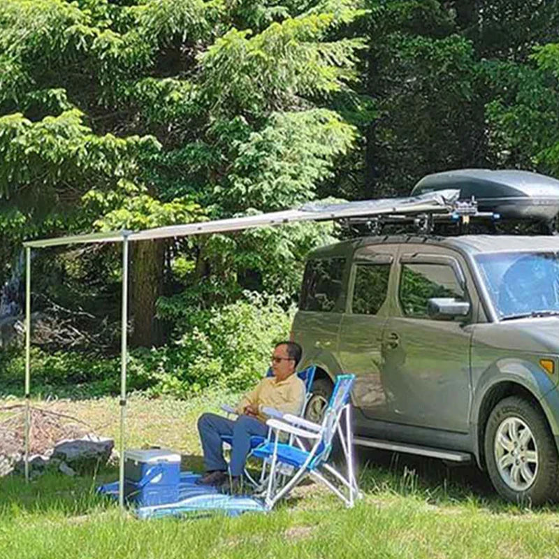 Car Side Tent for Outdoor Camping – 420D Oxford Fabric, Khaki Color, UPF50+ Sun Protection, 1.6×2.5M