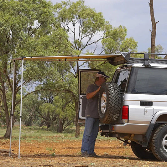 Car Side Tent for Outdoor Camping – 420D Oxford Fabric, Khaki Color, UPF50+ Sun Protection, 1.6×2.5M
