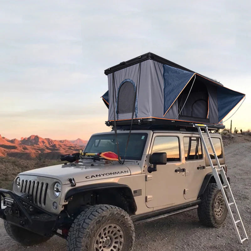Flip Roof Tent for SUV & Off-Road Vehicles – PU3000mm Waterproof Car Roof Tent for Outdoor Camping (Black-Gray)