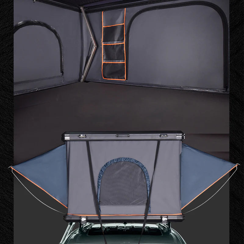 Flip Roof Tent for SUV & Off-Road Vehicles – PU3000mm Waterproof Car Roof Tent for Outdoor Camping (Black-Gray)