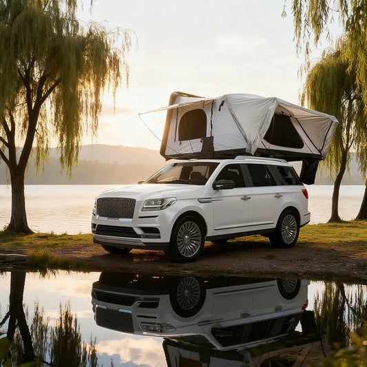 Roof-Mounted Camping Tent – Waterproof PU4000mm Car Roof Tent for Off-Road Vehicles &amp; Outdoor Camping (White)