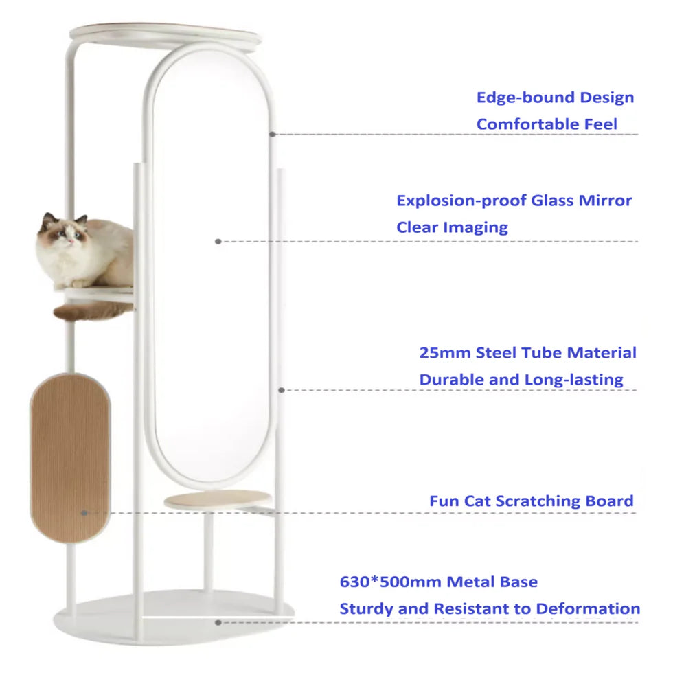 Dressing Mirror With Cat Tree Cat Scratching Board Pet-Friendly Furniture