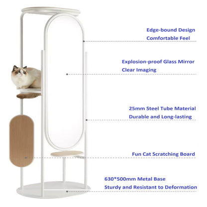 Dressing Mirror With Cat Tree Cat Scratching Board Pet-Friendly Furniture