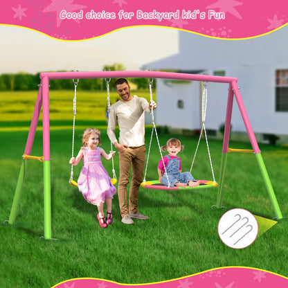 Urban Culture Homes Swing Set for Backyard with Stand | Heavy-Duty Metal Outdoor Double Swing