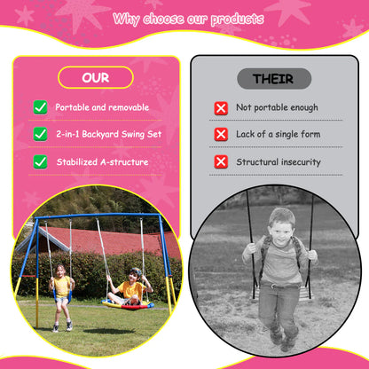 Urban Culture Homes Swing Set for Backyard with Stand | Heavy-Duty Metal Outdoor Double Swing