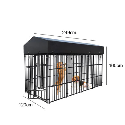 Upgraded Thicken Pet Dog Kennel Heavy Duty Metal Dog Cage House w/ Feeding Door