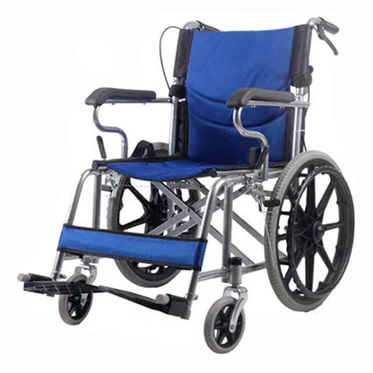 20" Foldable Blue Wheelchair with Parking Brake – Heavy-Duty Load-Bearing 150kg