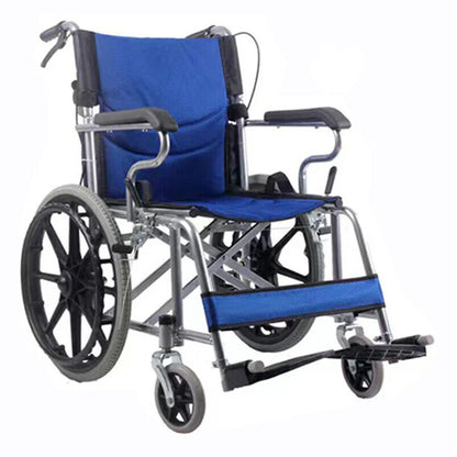 20" Foldable Blue Wheelchair with Parking Brake – Heavy-Duty Load-Bearing 150kg