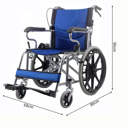 20" Foldable Blue Wheelchair with Parking Brake – Heavy-Duty Load-Bearing 150kg