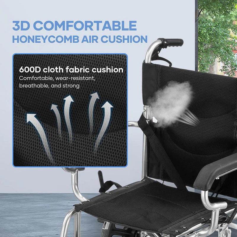 20" Foldable Wheelchair with Parking Brake – Heavy-Duty Load-Bearing 150kg