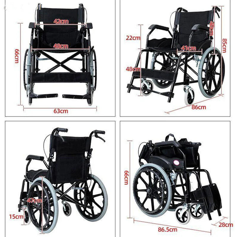 20" Foldable Wheelchair with Parking Brake – Heavy-Duty Load-Bearing 150kg