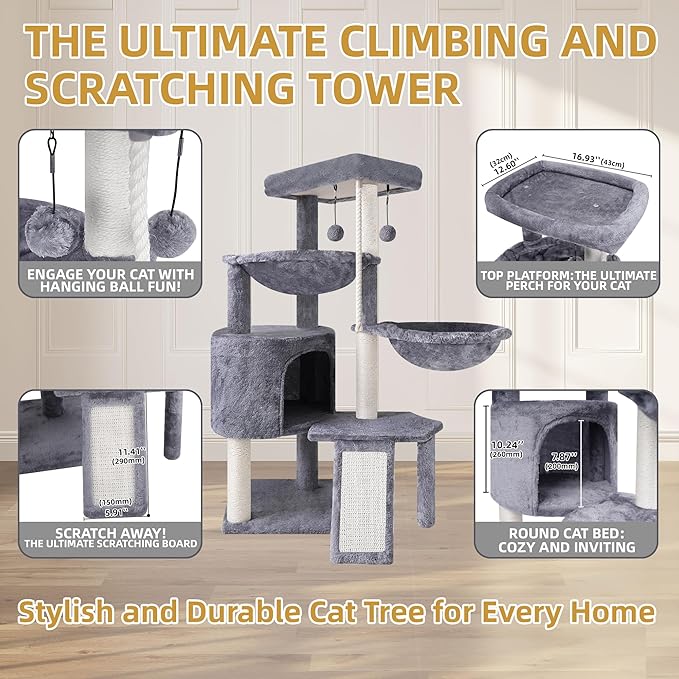 Cat Tree Tower with Scratching Posts | Multi-Level Activity Center