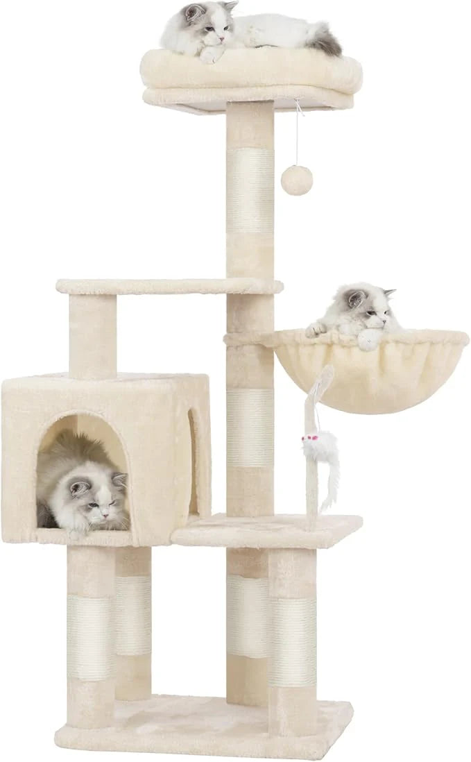 110cm Cat Tree Tower | Multi-Level Climbing Frame with Hammock