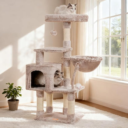 110cm Cat Tree Tower | Multi-Level Climbing Frame with Hammock