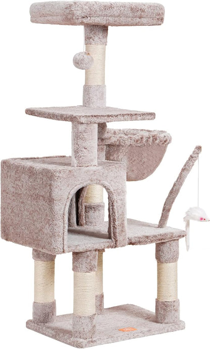 110cm Cat Tree Tower | Multi-Level Climbing Frame with Hammock