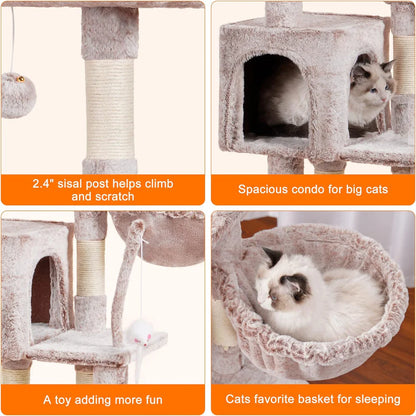 110cm Cat Tree Tower | Multi-Level Climbing Frame with Hammock