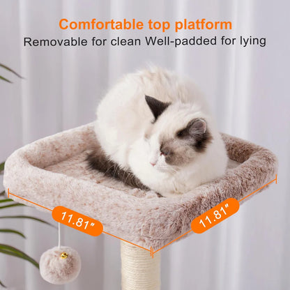 110cm Cat Tree Tower | Multi-Level Climbing Frame with Hammock