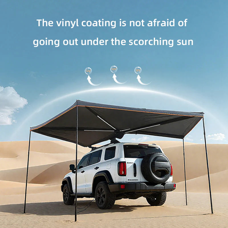 Aluminum Alloy Black Rubber Canopy on the Side, SUV Outdoor Quick Opening, Side Fan-Shaped Tent