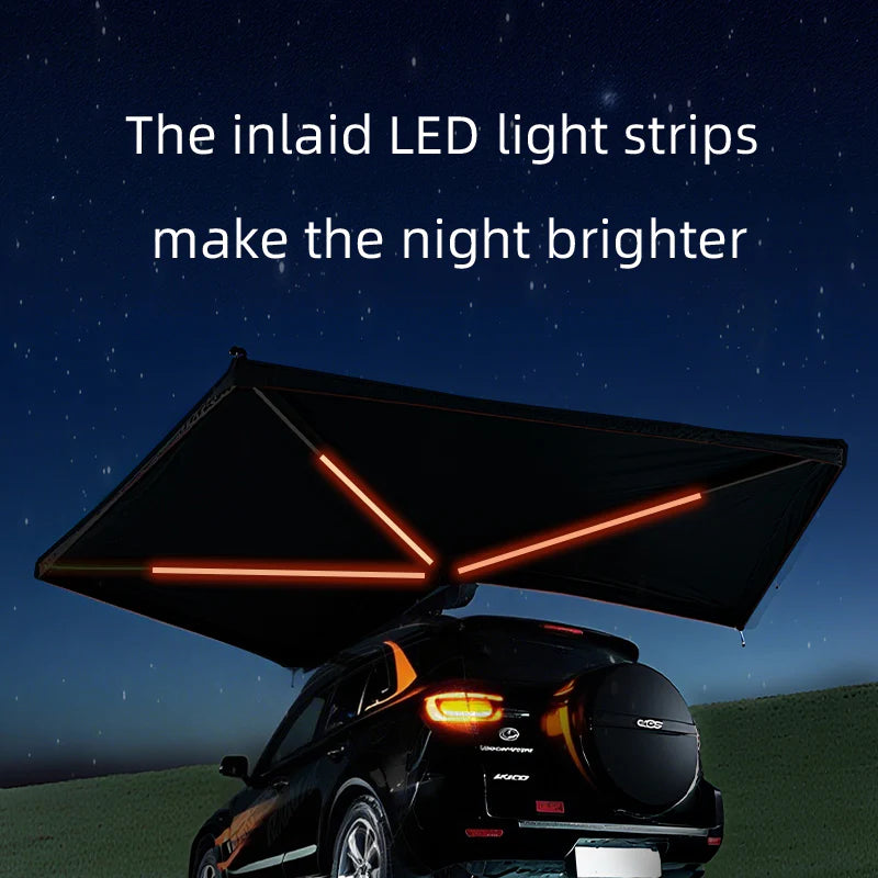 Aluminum Alloy Black Rubber Canopy on the Side, SUV Outdoor Quick Opening, Side Fan-Shaped Tent