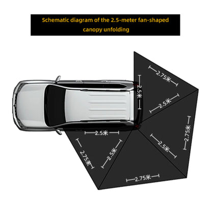 Aluminum Alloy Black Rubber Canopy on the Side, SUV Outdoor Quick Opening, Side Fan-Shaped Tent