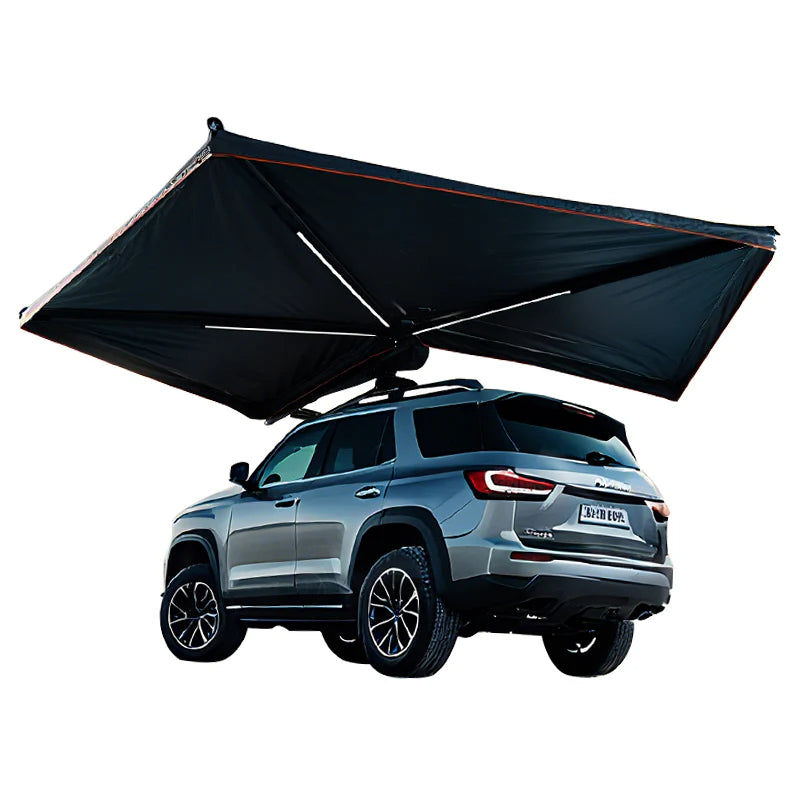 Aluminum Alloy Black Rubber Canopy on the Side, SUV Outdoor Quick Opening, Side Fan-Shaped Tent