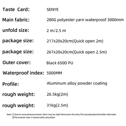 Aluminum Alloy Black Rubber Canopy on the Side, SUV Outdoor Quick Opening, Side Fan-Shaped Tent