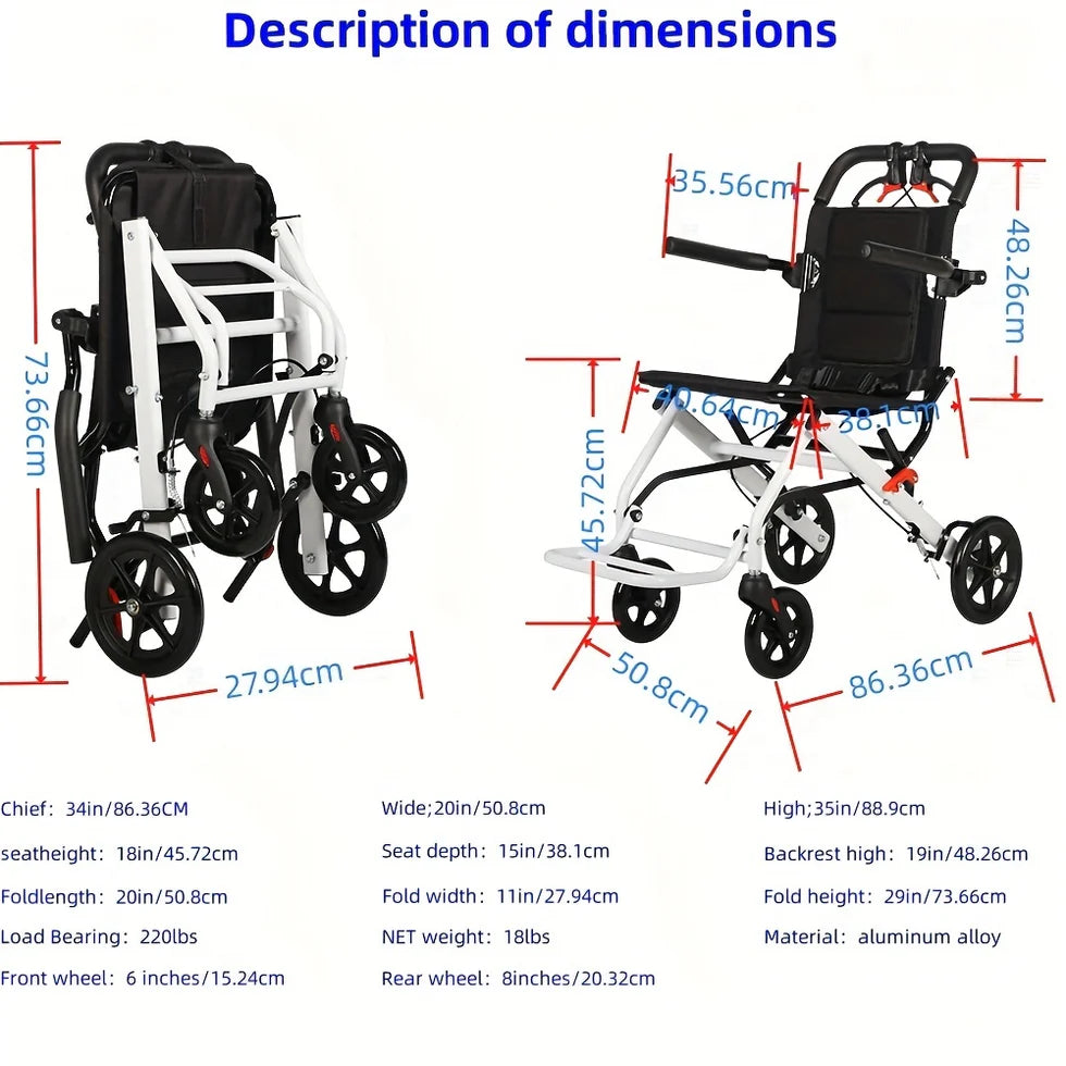 Ultra Lightweight Travel Wheelchair – Foldable, Portable Design with Ergonomic Support