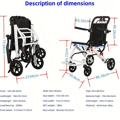 Ultra Lightweight Travel Wheelchair – Foldable, Portable Design with Ergonomic Support