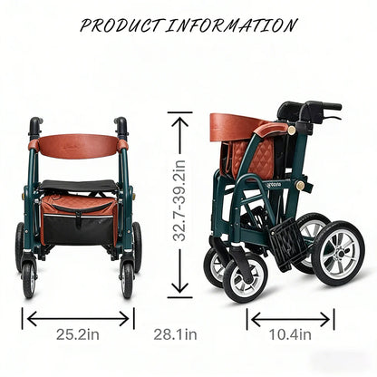 2-in-1 Walking Cart, Foldable Walking Aid – Ultra-Wide and Durable Seat with Convertible Design