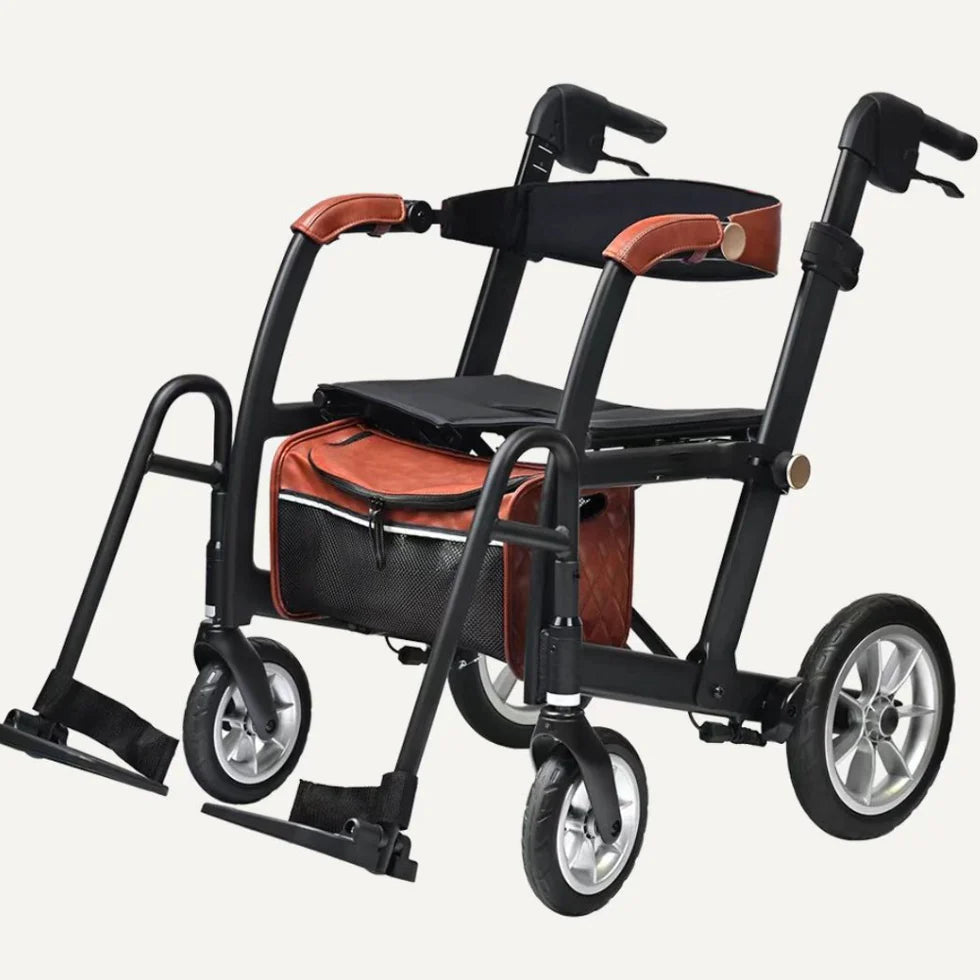 2-in-1 Walking Cart, Foldable Walking Aid – Ultra-Wide and Durable Seat with Convertible Design