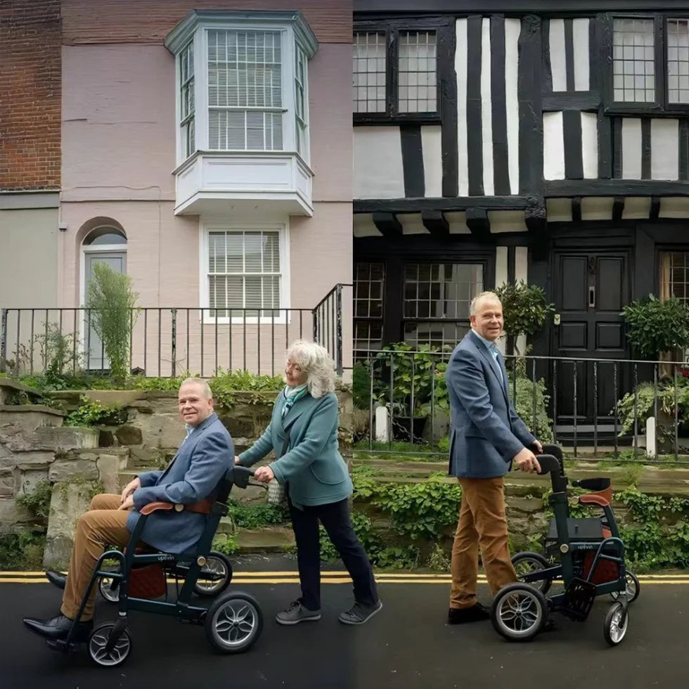 2-in-1 Walking Cart, Foldable Walking Aid – Ultra-Wide and Durable Seat with Convertible Design