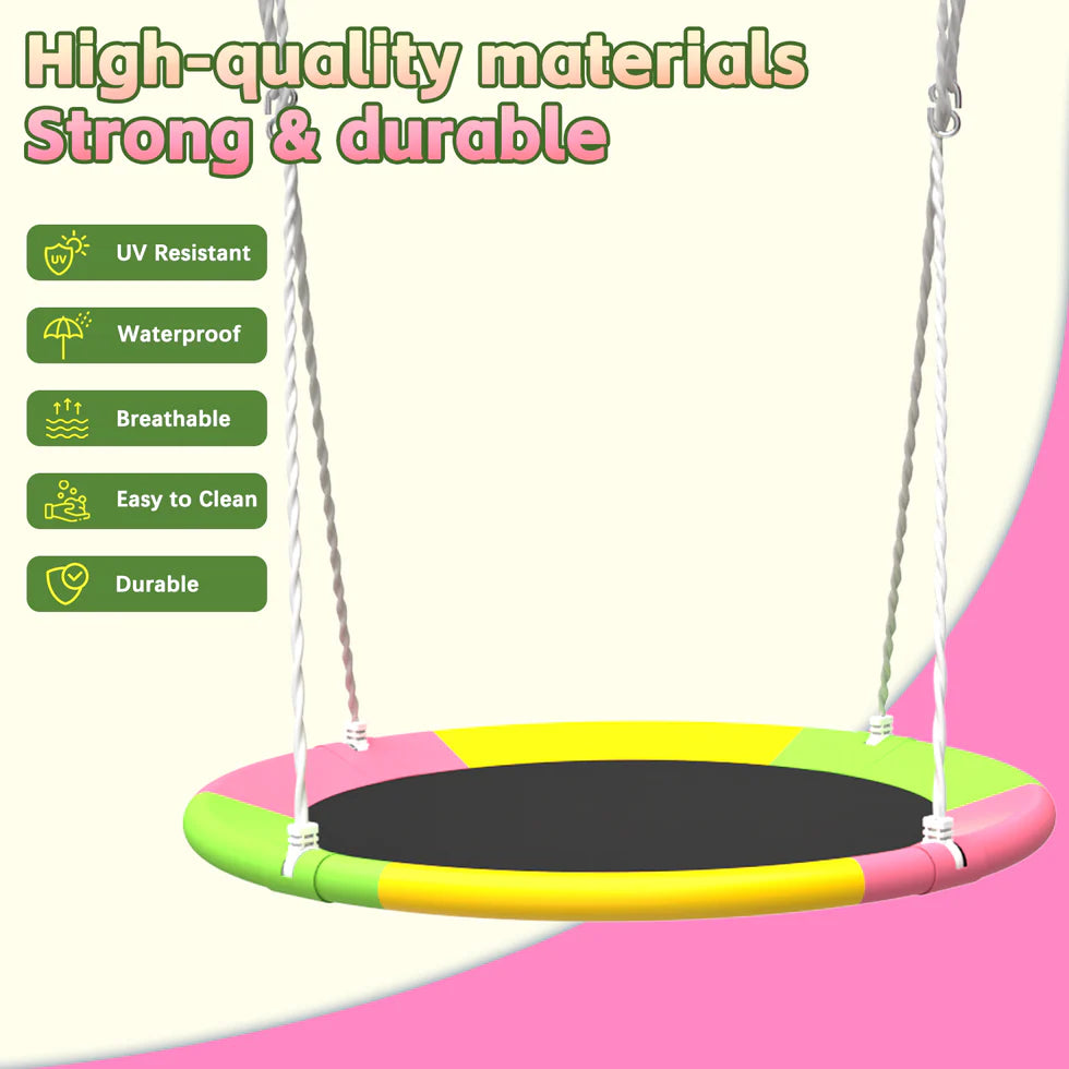 Urban Culture Homes Flying Saucer Swing Set | Heavy-Duty A-Frame Metal Swing Stand with Rust-Resistant Finish