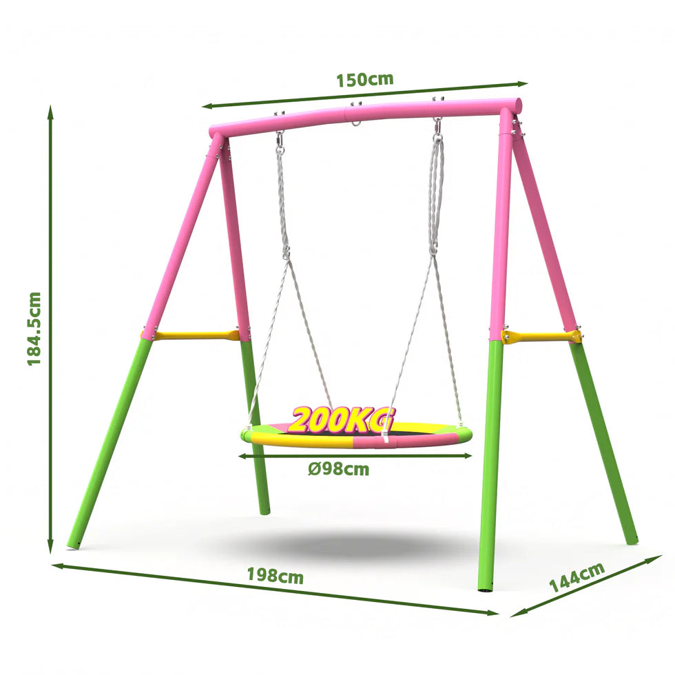 Urban Culture Homes Flying Saucer Swing Set | Heavy-Duty A-Frame Metal Swing Stand with Rust-Resistant Finish