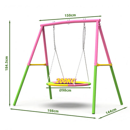 Urban Culture Homes Flying Saucer Swing Set | Heavy-Duty A-Frame Metal Swing Stand with Rust-Resistant Finish